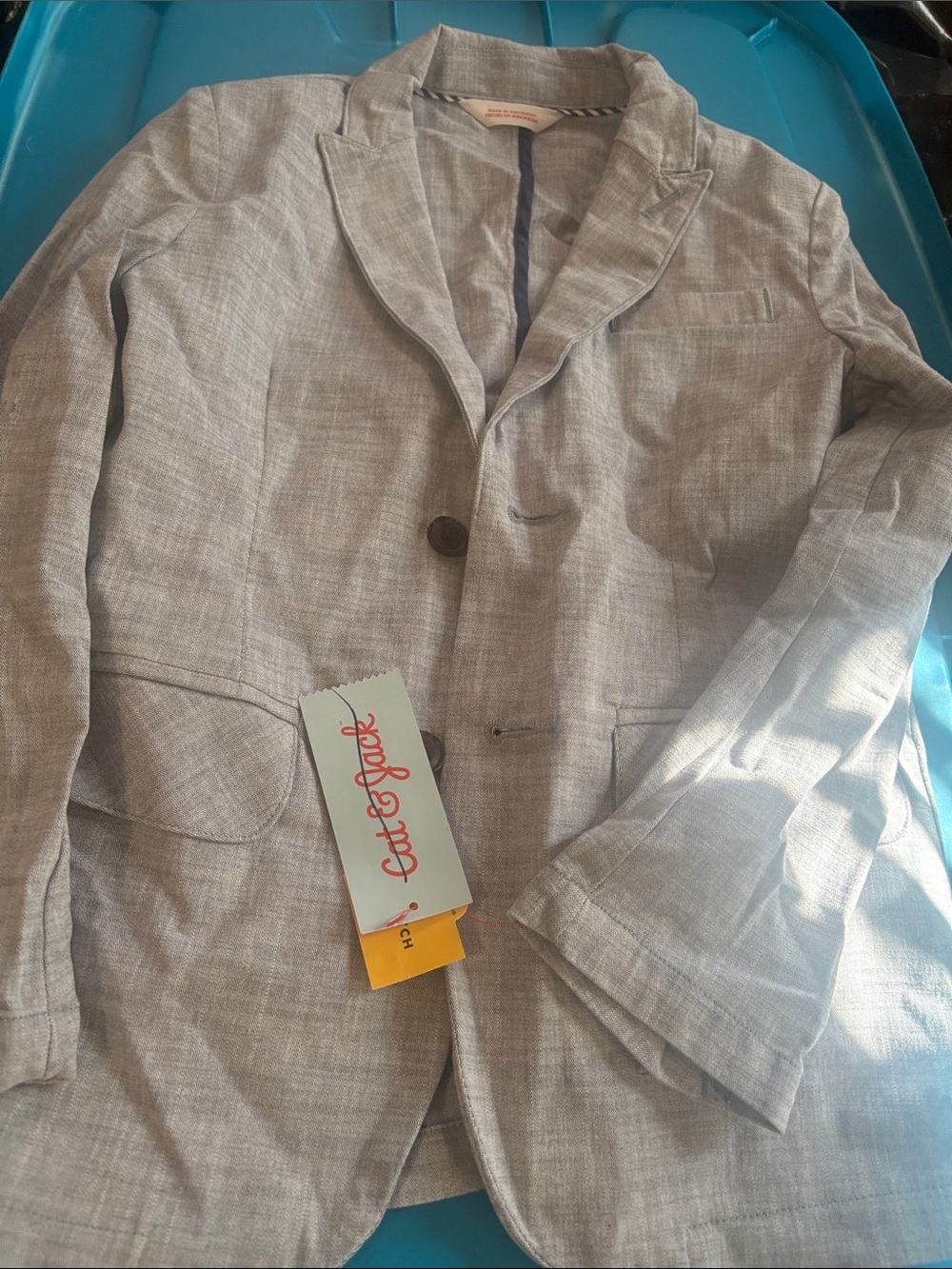 Cat & Jack Light Gray boys  Linen-Blend Blazer